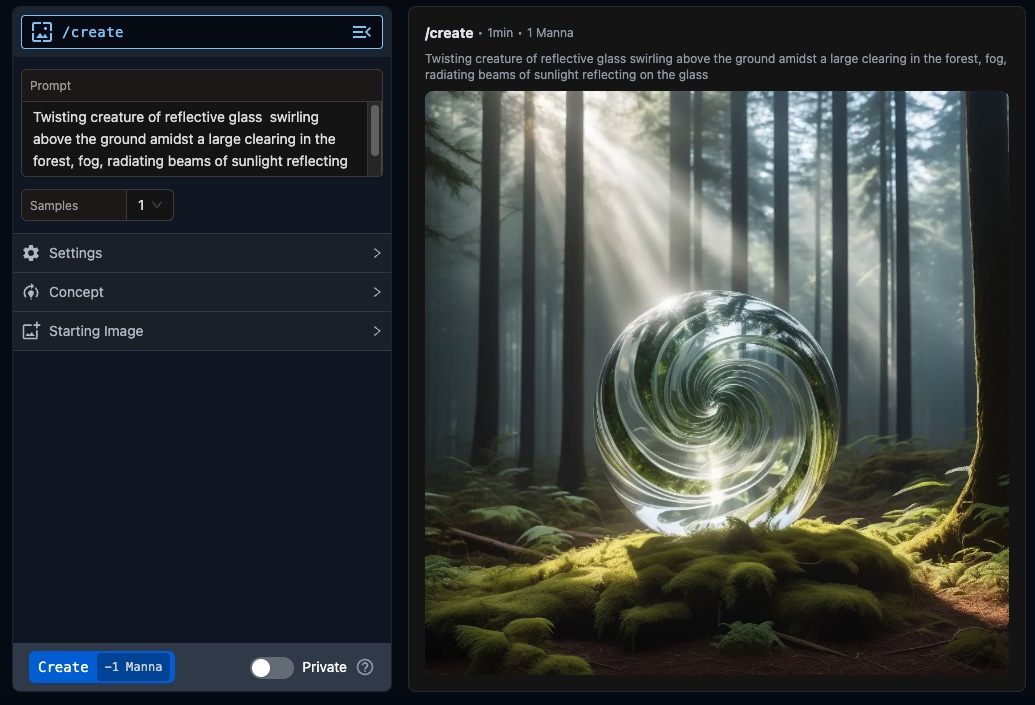 Creation tool interface