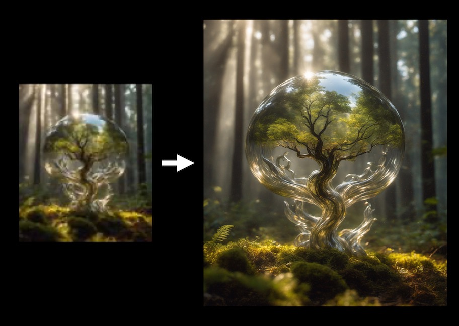 Upscaling the image on the left