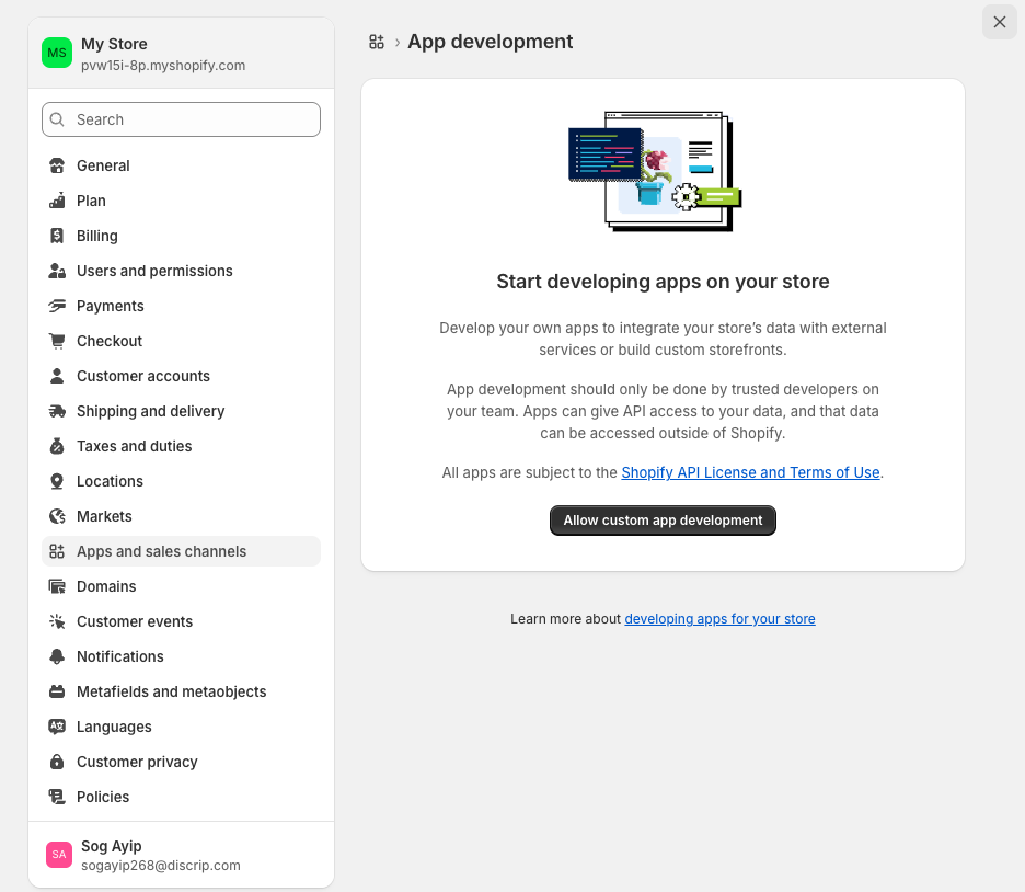 Allow custom app development