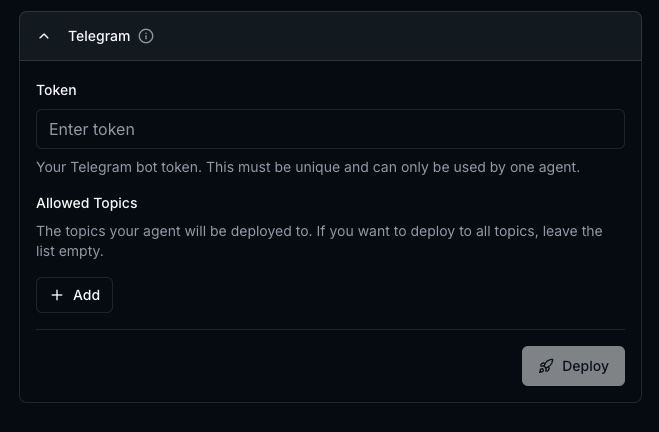 Enter the token and click 'Deploy'