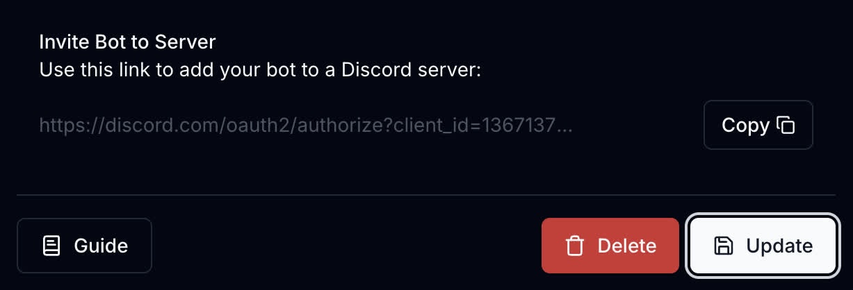 Click to copy this link, paste it into a browser, and add the bot to your server.