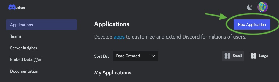 Select 'New Application'